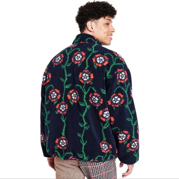 Rowing Blazers X Target Mens Rose Print Fleece Zip Up Jacket